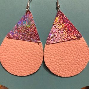 Stacked leather earrings